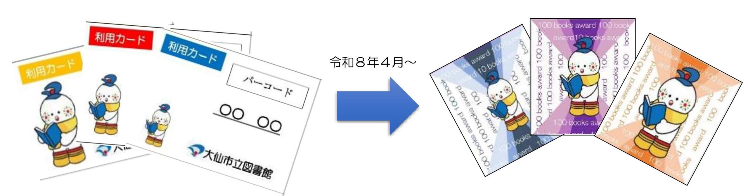 令和8年4月から変わる読書通帳の副賞のデザイン画像、まるびちゃん入り図書館利用カードからまるびちゃんステッカーに変更