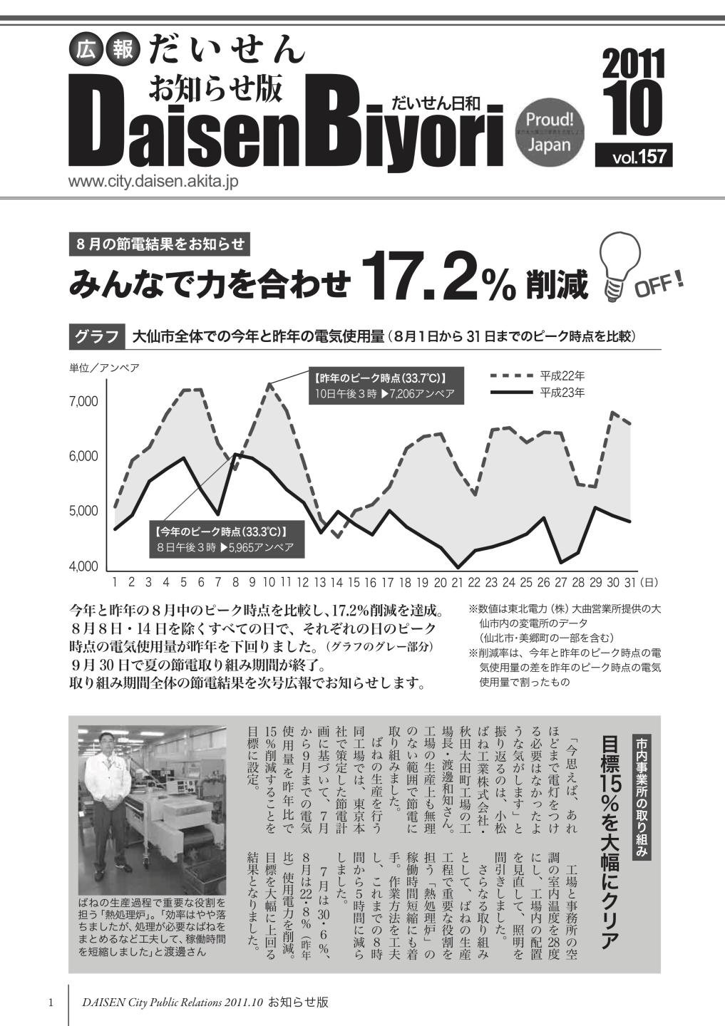 広報だいせん 2011（平成23）年度10月お知らせ版表紙
