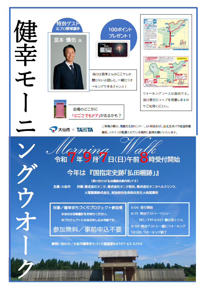 健幸モーニングウオークチラシ、詳細はこれまでの説明のとおり