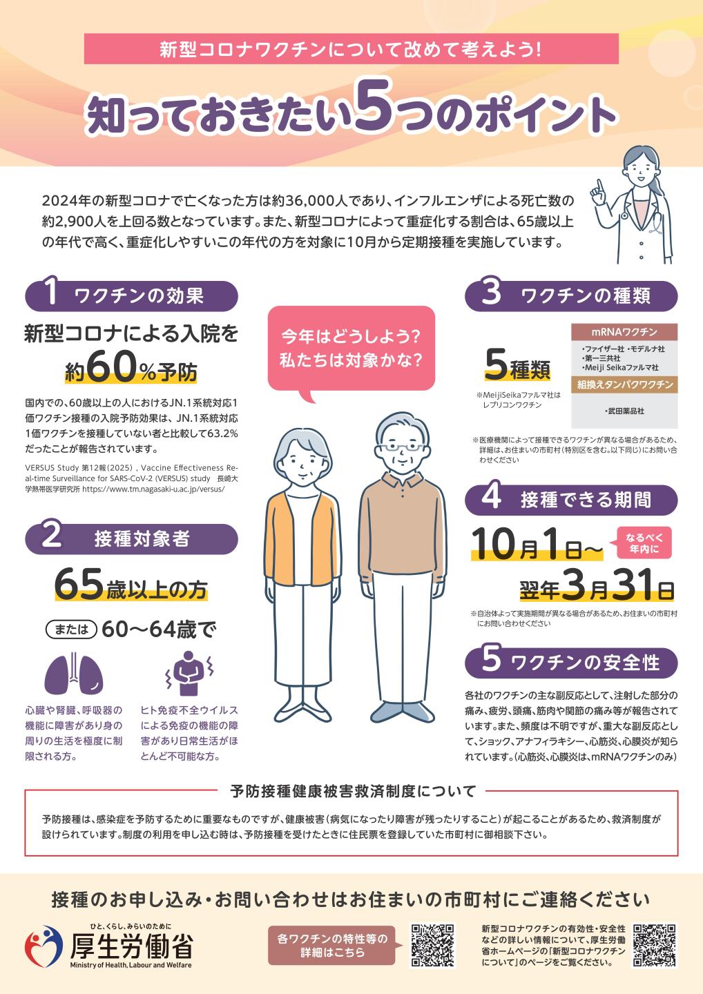 厚労省 定期接種のお知らせチラシ、続けて詳細を記載します