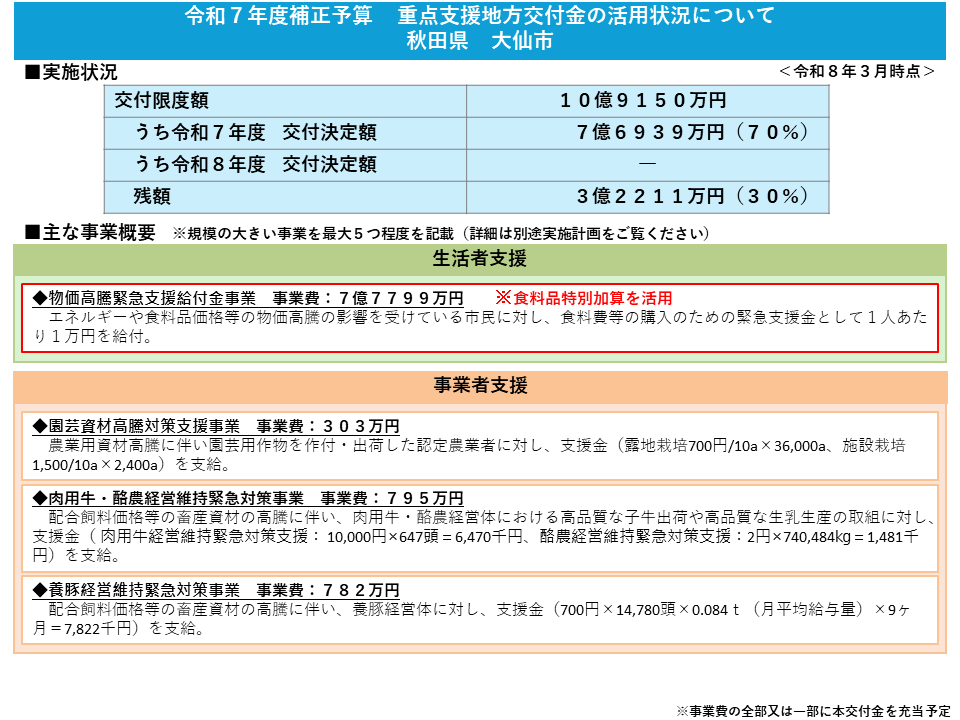 交付金の主な活用状況、続けて詳細を説明します