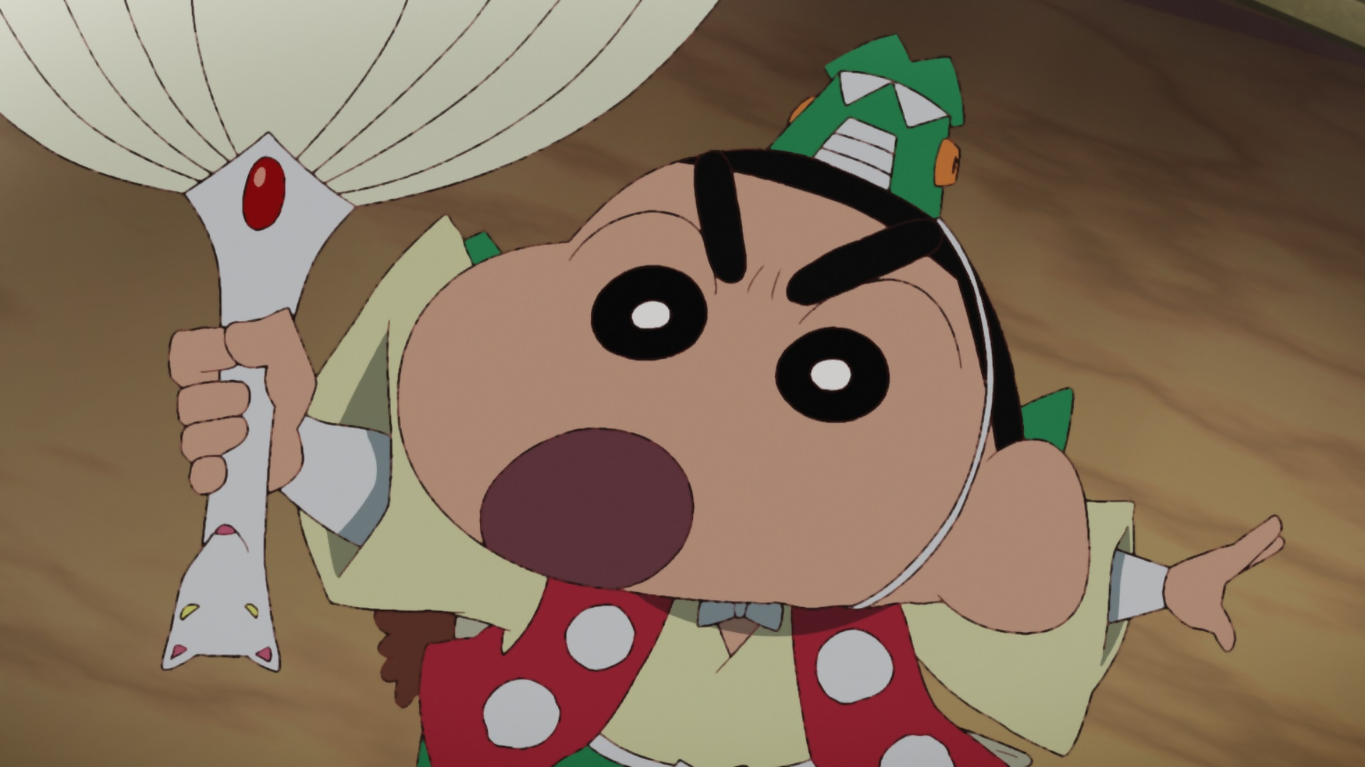 映画のワンシーン、しんちゃんの顔アップ