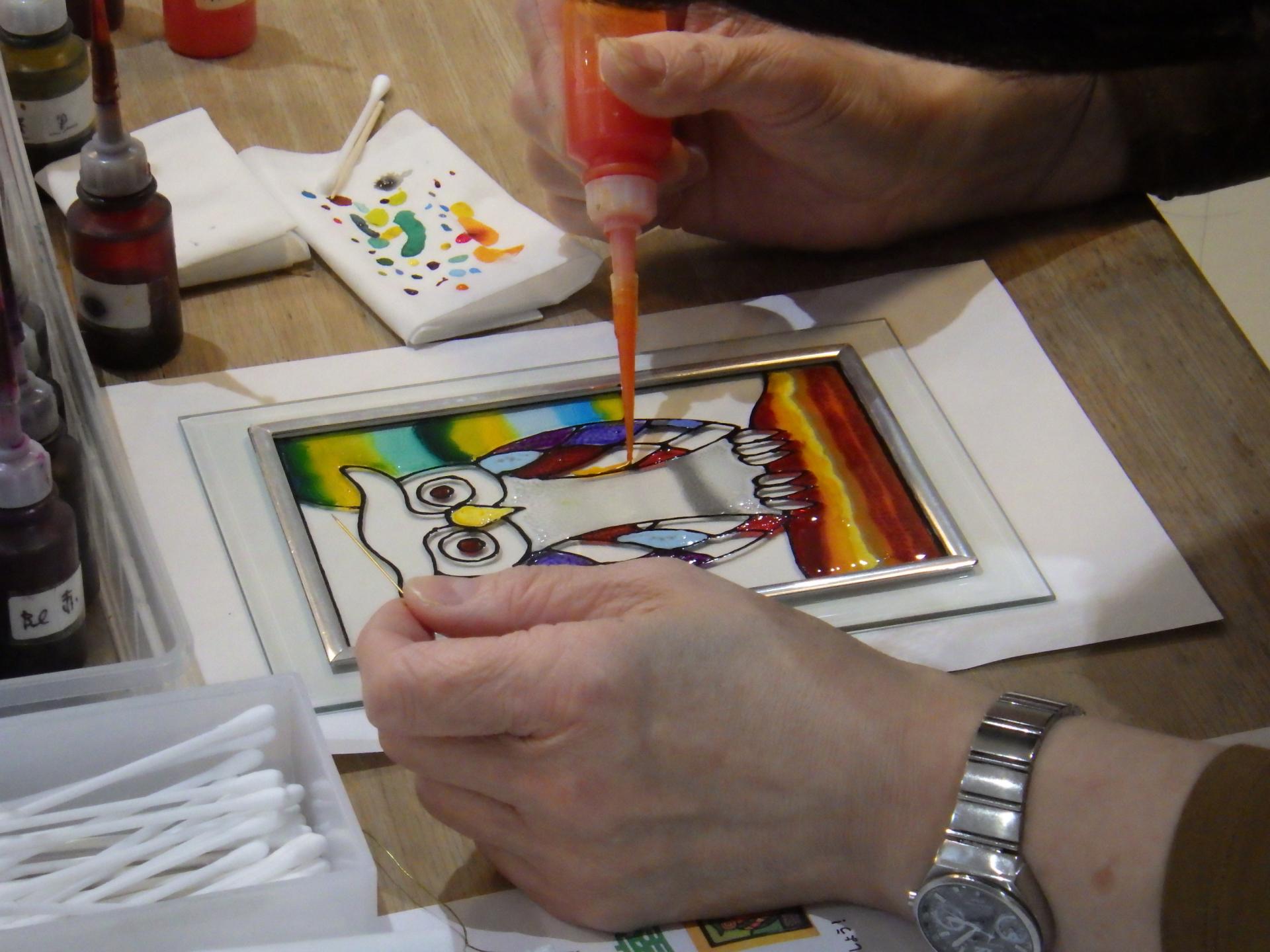 ディンプルアート作成の様子