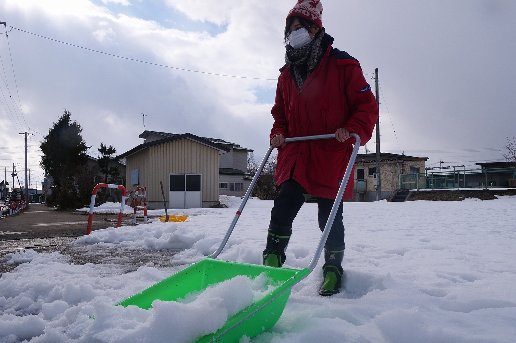 スノーダンプで雪よせをする様子