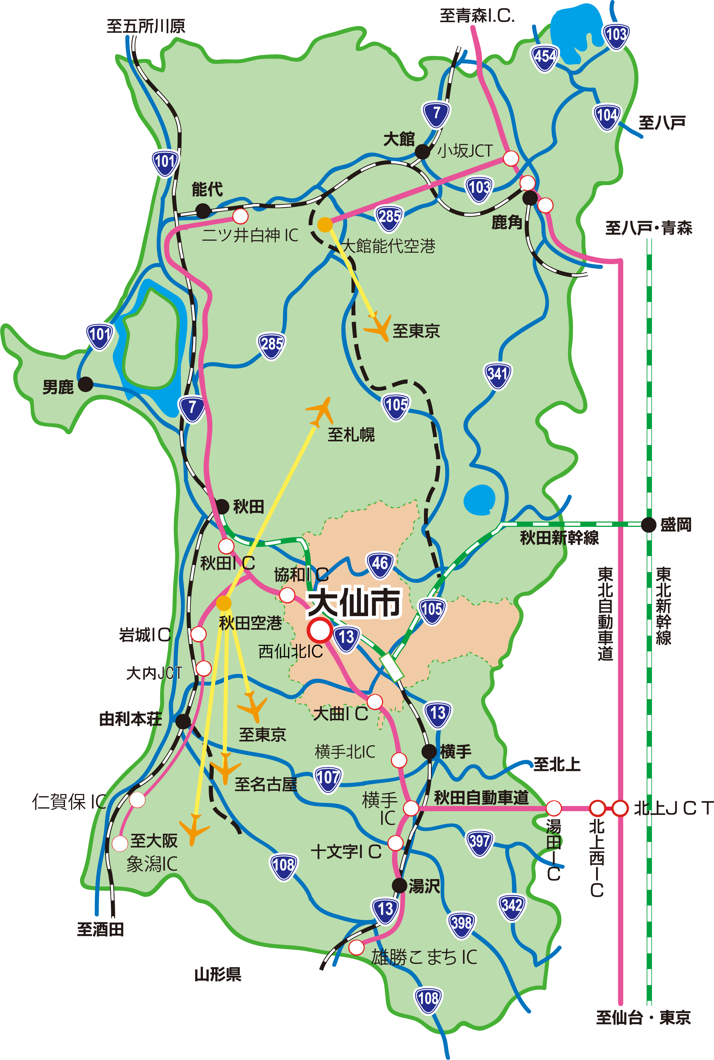 秋田県交通図