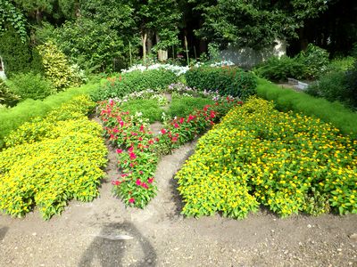 遠くから花壇を撮影。まだ20の数字は見えない状態。