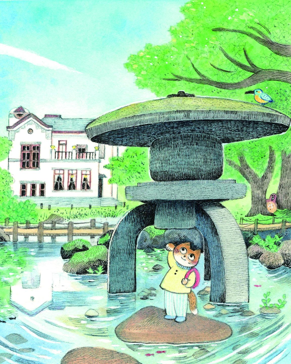 藤嶋さんが描いた旧池田氏庭園のイラスト画像