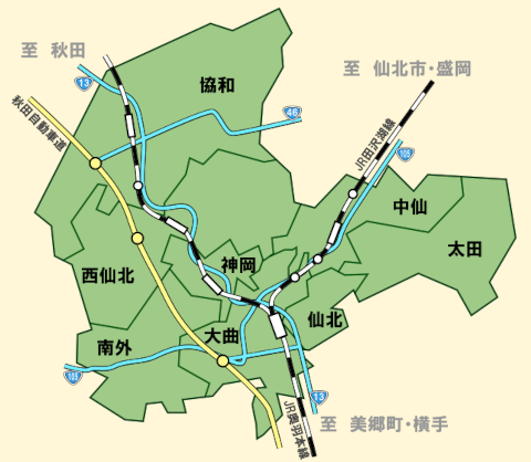 大仙市の地図